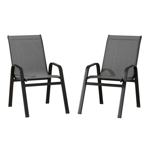 2PC Outdoor Dining Chairs Stackable Lounge Chair Patio Furniture