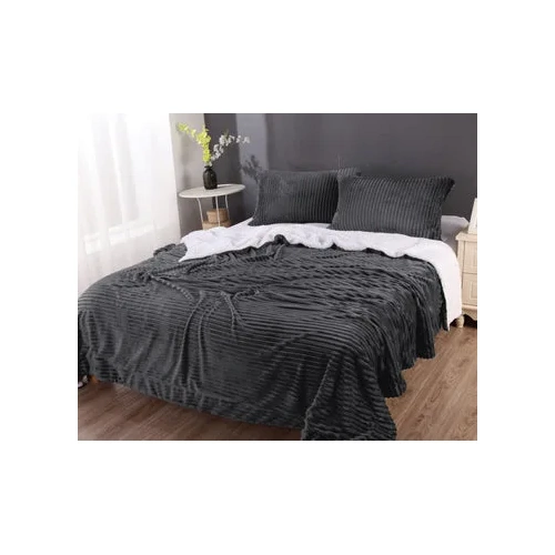 stripe flannel sherpa blanket king