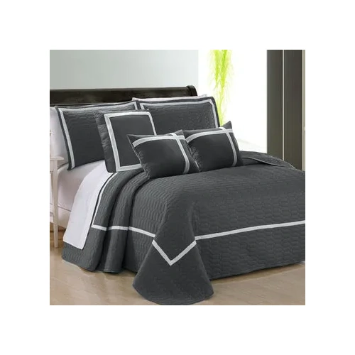 6 piece 2 tone embossed comforter set queen