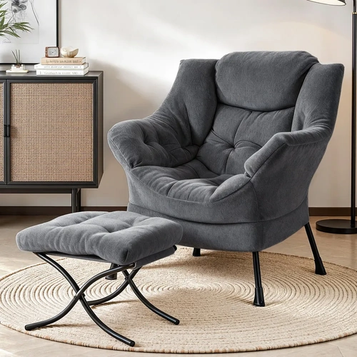 Armchair Accent Chair Ottoman Lounge Footrest Velvet