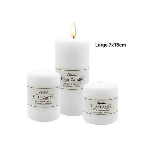 bulk 24 Unscented White Pillar Candle