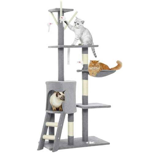 CARLA HOME 134cm Cat Tree for Indoor Cats with Hammock, Plush Perch & Sisal Scratching Posts for Kittens & Adult Cats