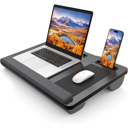 CARLA HOME Oversized Portable Lap Desk with Cushion,Mouse Pad, Tablet and Phone Holder which Fits Up to 17 Inch Laptops for Bed or Sofa