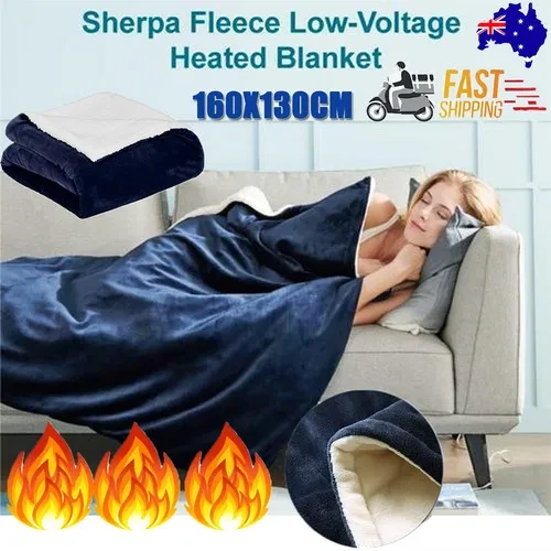 Double-side Flannel Heated Electric Throw Blanket Fast Heating Warm Washable