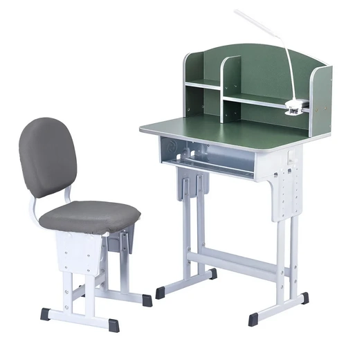 Kids Study Desk Chair Set Adjustable Ergonomic Table LED Lamp
