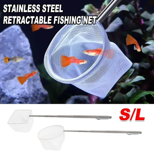 Retractable Fish Net for Fish Tank Pocket Fishing Net with Handle Aquarium Tools