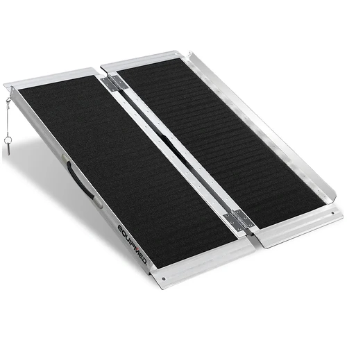 EQUIPMED Portable Folding Aluminium Access Ramp, 272kg Rated, Black Ultra-Grip, for Wheelchair, Mobility Scooter