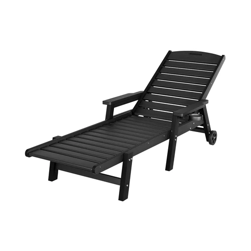 Sun Lounge Lounger Beach Chair HDPE Patio Outdoor Furniture with Wheels