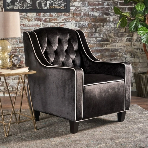 Lara Two Tone Tufted New Velvet Club Armchair