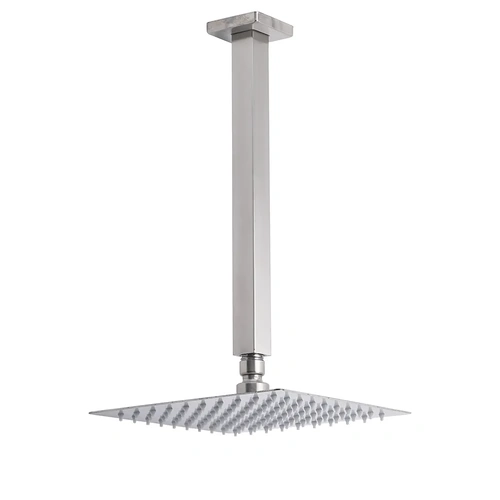 Brushed Square Rain Shower Head Ceiling Dropper Arm Set