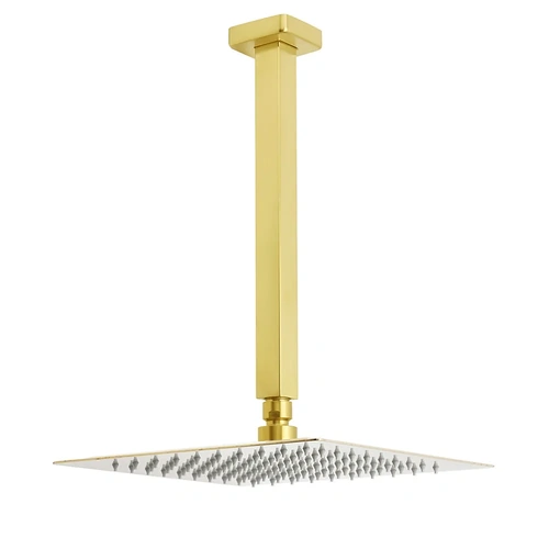 Brushed Square Rainfall Shower Head Ceiling Dropper Extension Arm Set