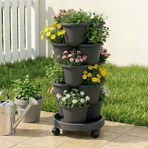 Fingers 5 Tier Vertical Garden Planter Stackable Planters 4 Wheels Raised Garden Bed Garden