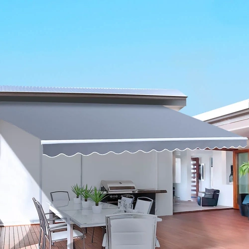 Retractable Folding Arm Awning Motorised Sunshade Pearl