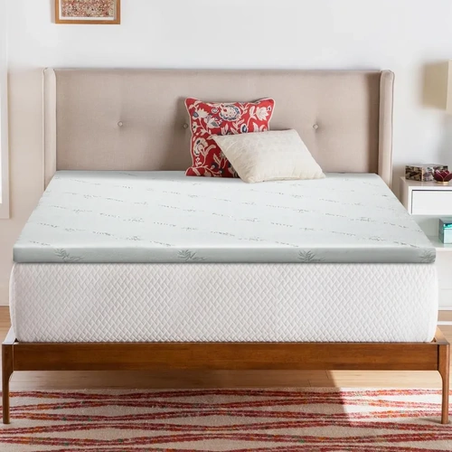Bedding Cool Gel Memory Foam Mattress Topper w/Bamboo Cover 5cm