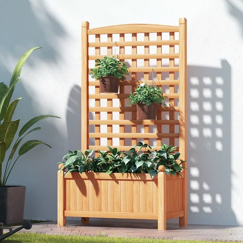 Fingers Garden Bed Wooden Planter Raised Box Container Trellis