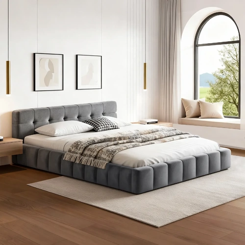 Artiss Bed Frame Headboard Velvet Platform Base for Modern Bedrooms