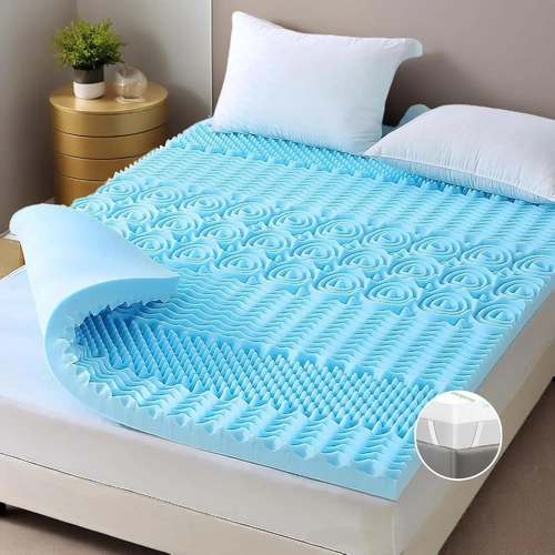 Memory Foam Mattress Topper 7-Zone Bamboo Cover Breathable
