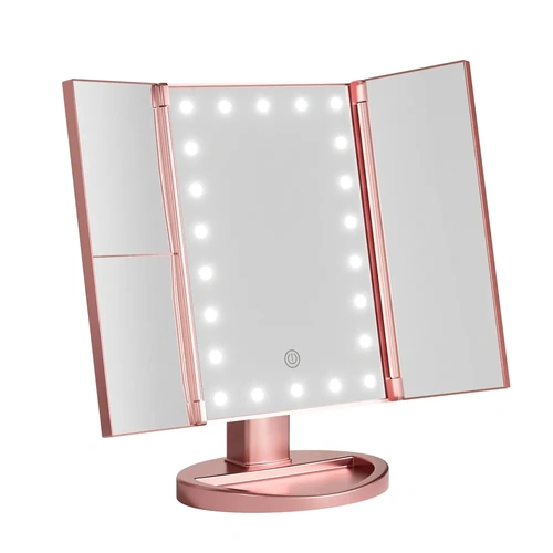 Embellir Tri-fold Makeup Mirror 1X2X3X Magnifying with LED Light Travel Portable