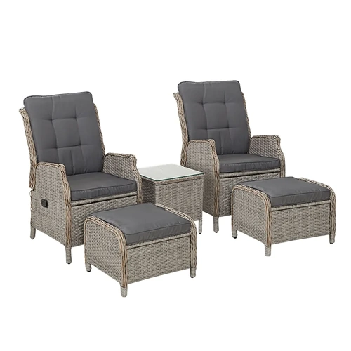 Recliner Chairs Table Sun Lounge Wicker Outdoor Furniture Adjustable
