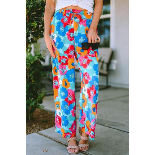 Azura Exchange Abstract Floral Print Drawstring Pants