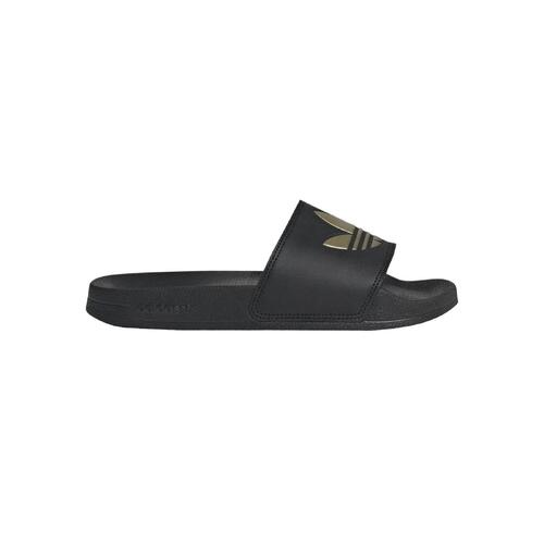 Adidas Black Casual Slides with Gold Accents in Core Black