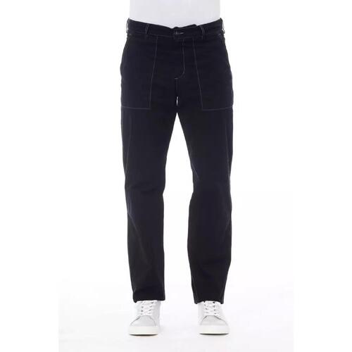 Alpha Studio Men's Blue Cotton Jeans & Pant