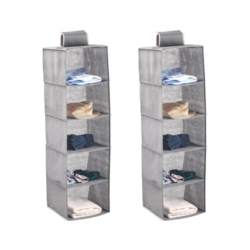 2 Pack 5-Tier Shelf Hanging Closet Organizer and Storage for Clothes
