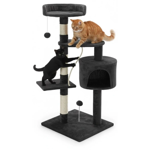 CARLA HOME 140cm Cat Tree for Indoor Cats with Plush Perch, Sisal Scratching Posts & Condo for Kittens & Adult Cats