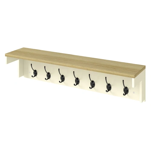 Coat Rack Wall Mounted Shelf 7 Hooks Storage Entryway Hallway