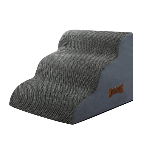 3 Steps Pet Stairs Dog Ramp High Density Foam Grey