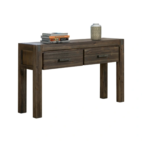 Hall Table 2 Storage Drawers Solid Acacia Wooden Frame Hallway in Chocolate