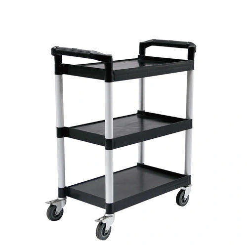 3 Tier Food Trolley Portable Kitchen Cart Multifunctional Big Utility Service with wheels 830 x 420 x 950mm Black