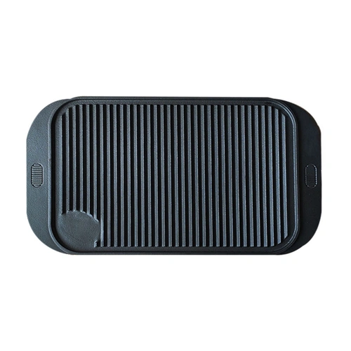47cm Cast Iron Ridged Griddle Hot Plate Grill Pan BBQ Stovetop