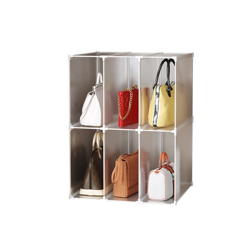 3 Tier Multifunctional PP Plastic Bag Box Portable Cubby DIY Storage Shelving Units Stackable Handbag Purse Organiser