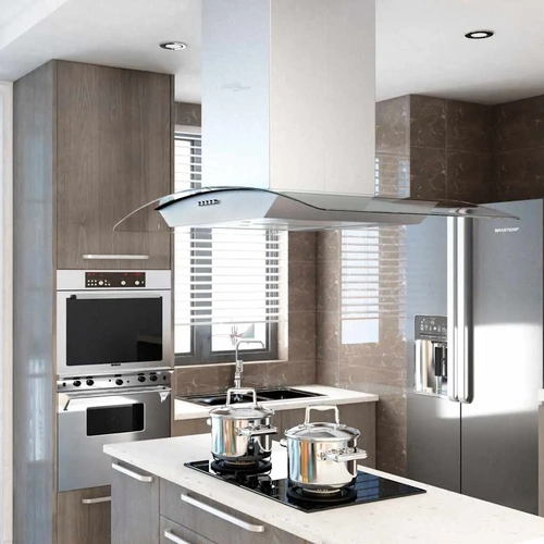 Island Range Hood 90cm Stainless Steel 756 m³/h LED
