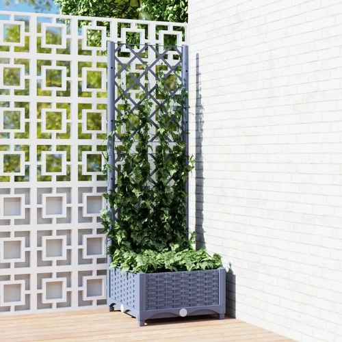 Garden Planter with Trellis Grey PP