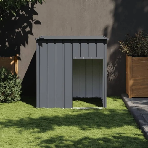 Dog House with Roof Anthracite Galvanised Steel