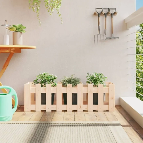 Garden Raised Bed with Fence Design Solid Wood Pine
