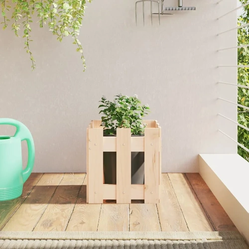 Garden Planter with Fence Design Solid Wood Pine