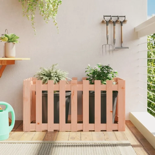 Garden Raised Bed with Fence Design Solid Wood Douglas