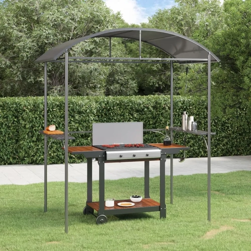 BBQ Gazebo with Side Shelves Anthracite Steel