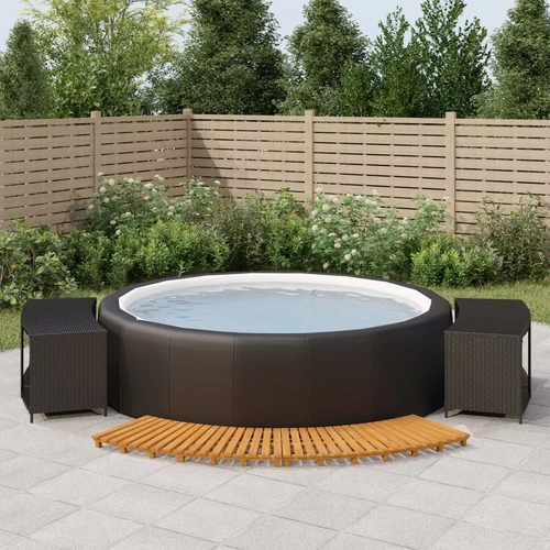 Hot Tub Surround Black Poly Rattan and Solid Wood Acacia
