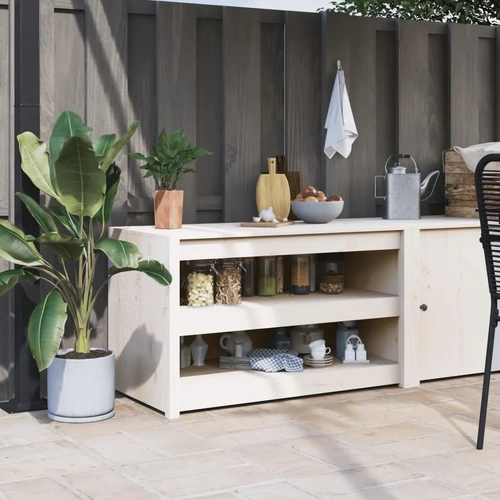 Outdoor Kitchen Cabinet White Solid Wood Pine