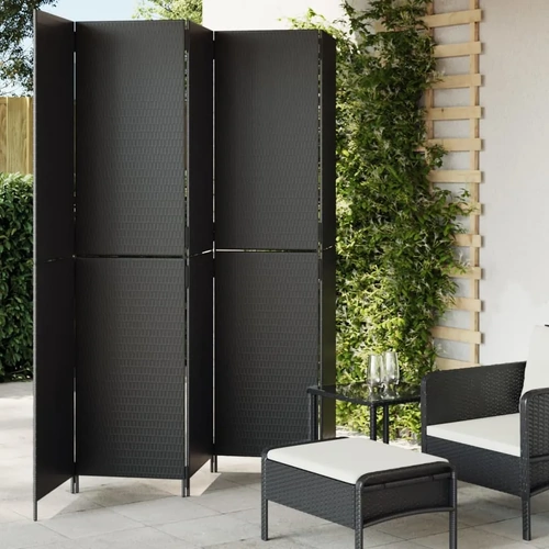 Room Divider 5 Panels Poly Rattan