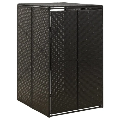 Single Wheelie Bin Shed 70 x 80 x 117 cm Poly Rattan