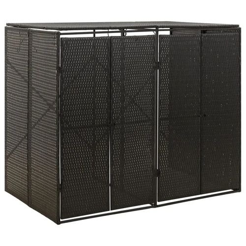 Double Wheelie Bin Shed 140 x 80 x 117 cm Poly Rattan