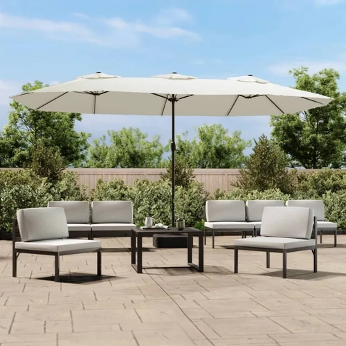 Double-Head Parasol with LEDs 449x245 cm
