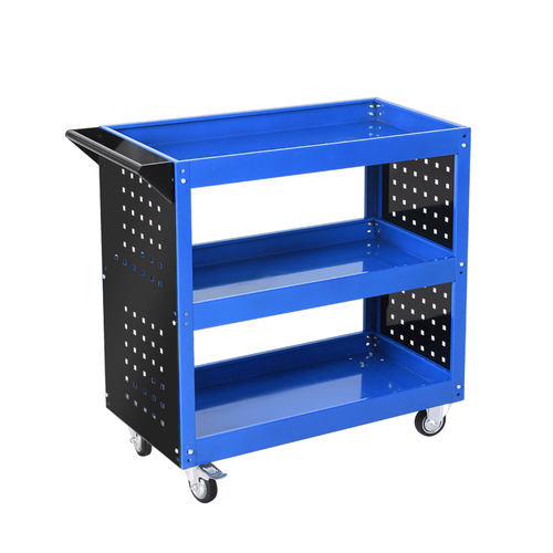 Traderight Tool Trolley Cart Workshop Storage Portable Steel Trolly Blue