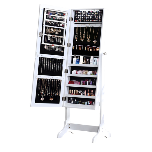 Dual Use Mirrored Jewellery Dressing Cabinet with LED Light WhiColour