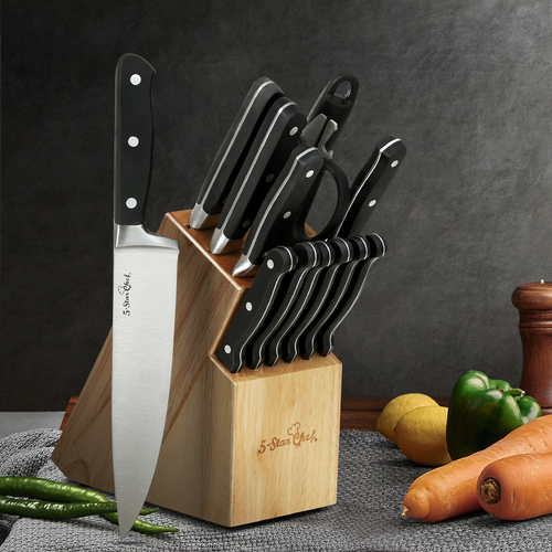 5-Star Chef 14PCS Kitchen Knife Set Stainless Steel Non-stick with Sharpener